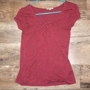 Lace up short sleeve shirt
